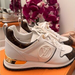 Louis Vuitton White and Gold Sneakers